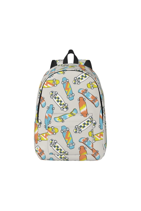 Skateboard for Canvas College Laptop Backpack, Durable Rucksack Travel Notebook Bag School Backpack Book Bag for Men Women