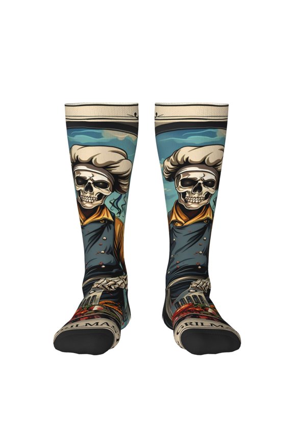 Skeleton Chef BBQ Scene Print Compression Socks for Both Men And Women for Running, Travel, Flight, Nurse
