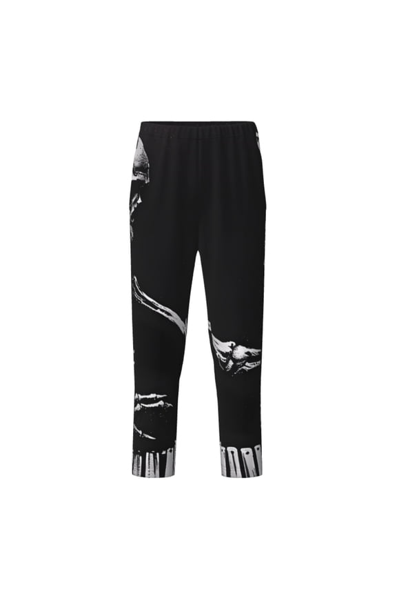 Skeleton Playing Xylophone Print Teenagers' Pajama Pants Long Sleep Pants Soft Elastic Waist Pajama Bottoms Elastic waist with 2 Pockets 5-16 Years-Small