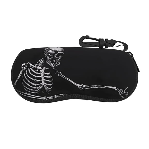 Xecao Skeleton Playing Xylophone for Eyeglass Case Soft Shell, Portable Sunglass Case, Fashionable Eyeglass Case with Zipper, Lightweight