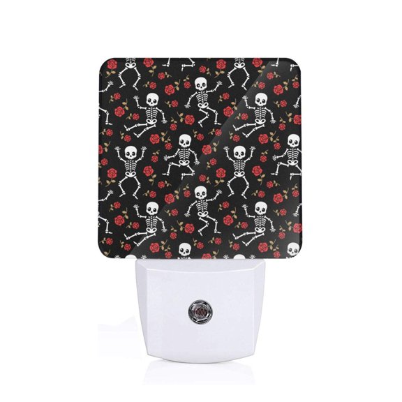 Xecao Skeleton with Roses for Night Light - a Wall-mounted LED Fixture with A Dusk-to-dawn Sensor, Ideal for Bedrooms, Bathrooms, Hallways, and Kitchens-EU