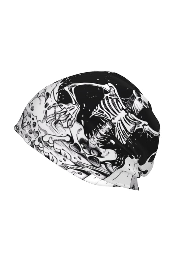 Skeleton Wave Artwork Print Knit Hat,Winter Beanie for Men Women, Beanie Soft Warm Ski Stocking Cuffed Cap