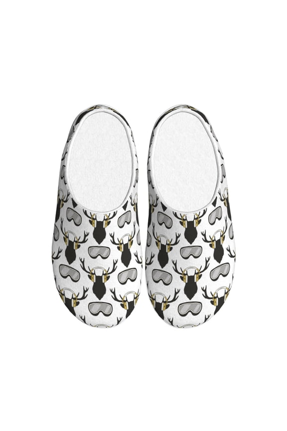 Ski Goggles Moose Music Picture Print Cotton Slippers Fuzzy Warm Cozy Slippers Non Slip House Slippers For Indoor Outdoor Cotton Slippers House Slippers-35/36