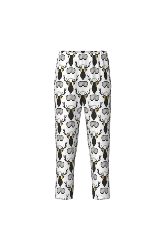 Ski Goggles Moose Music Picture Print Teenagers' Pajama Pants Long Sleep Pants Soft Elastic Waist Pajama Bottoms Elastic waist with 2 Pockets 5-16 Years-Small