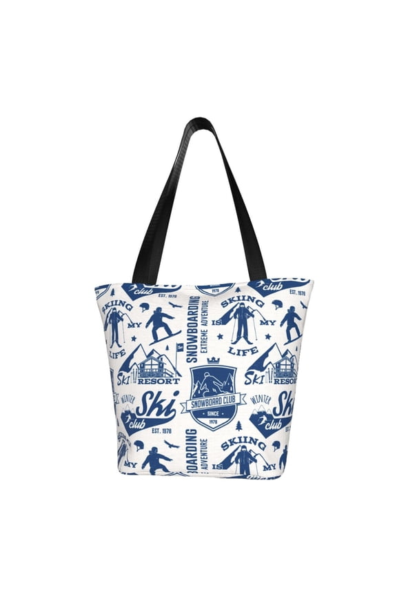 Skiing Enthusiast for Tote Bag for Women -Tote Shoulder Bag with A Little Pocket Inside, Perfect for Travel and Work.