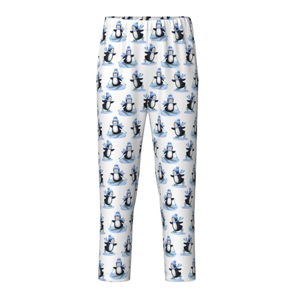 Xecao Skiing Penguin Funny Print Teenagers' Pajama Pants Long Sleep Pants Soft Elastic Waist Pajama Bottoms Elastic waist with 2 Pockets 5-16 Years-XS(5-6)