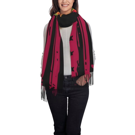 Xecao Skull And Flag Usa Pattern Womens Winter Scarf Fall Scarf Oversized Large Scarf for Women Warm Shawl Wrap