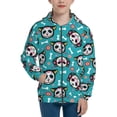 thumbnail image 1 of Xecao Skull Cat Pattern Zip Up Hoodies for Boys Girls, Sweatshirt with Pockets-Small, 1 of 6