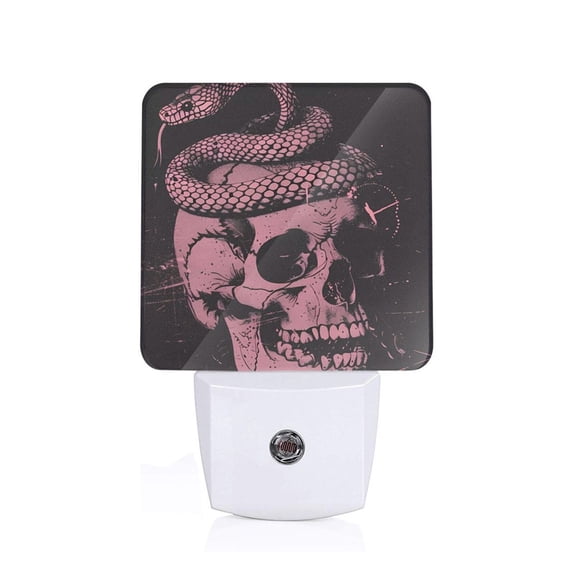 Xecao Skull and Snake Art for Night Light - a Wall-mounted LED Fixture with A Dusk-to-dawn Sensor, Ideal for Bedrooms, Bathrooms, Hallways, and Kitchens-US