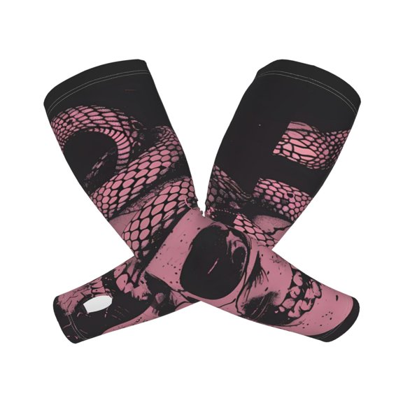 Xecao Skull and Snake Art Print Cooling Arm Sleeves, UPF 50 UV Sun Protection Sports Compression ,Tattoo Cover Up ,Sports Sleeve for Basketball Golf Football