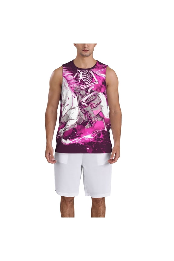 Skull White Horse print basketball shirt for both men and women, a unisex basketball jersey perfect for theme parties-Large
