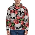 thumbnail image 1 of Xecao Skull and Roses Pattern Men's Adult Pullover Hoodie,Hooded Sweatshirt-X-Large, 1 of 7