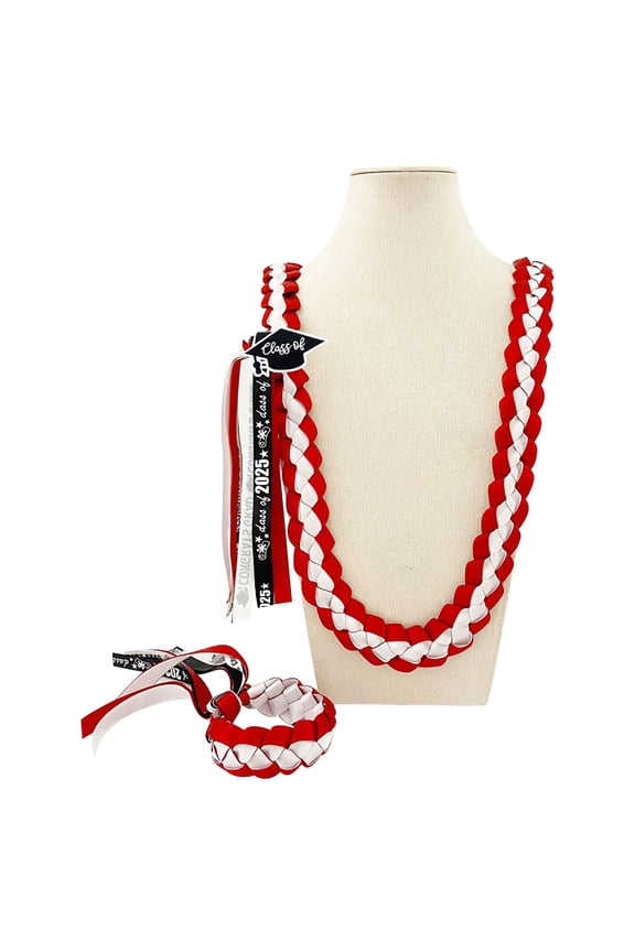 Graduation Wreath Ribbon Set, Handmade Weaving Ribbon with Tassels Pearls, Honor Cord Sash for Graduation Ceremony Decorations Party Celebration Gifts