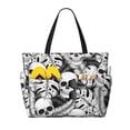 thumbnail image 1 of Xecao Skull and palm leaves for versatile beach bag for women includes zipper pockets and waterproof material, ideal for vacations and adventures., 1 of 7
