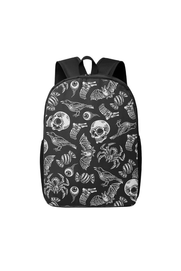 Skull bird bat spider print Travel Backpack, Large Computer Backpack for Men Women, College School Rucksack Book Bag