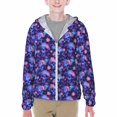 thumbnail image 1 of Xecao Skull daisy purple Print Fishing Shirts for teenager Long Sleeve UV Sun Protection Hoodie with Zipper Outdoor Hiking Shirts-Small, 1 of 7
