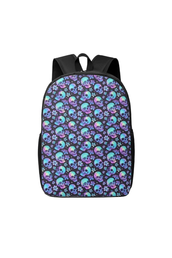 Skull flower tie dye print Travel Backpack, Large Computer Backpack for Men Women, College School Rucksack Book Bag