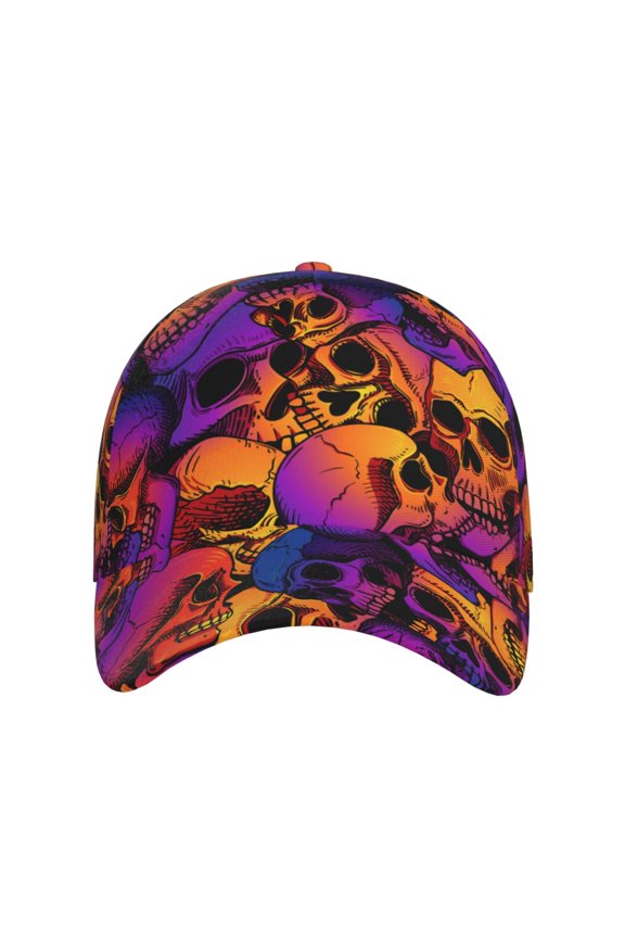 Skull for Baseball Cap: Unisex, crafted from classic polyester twill fabric, featuring a soft unconstructed design