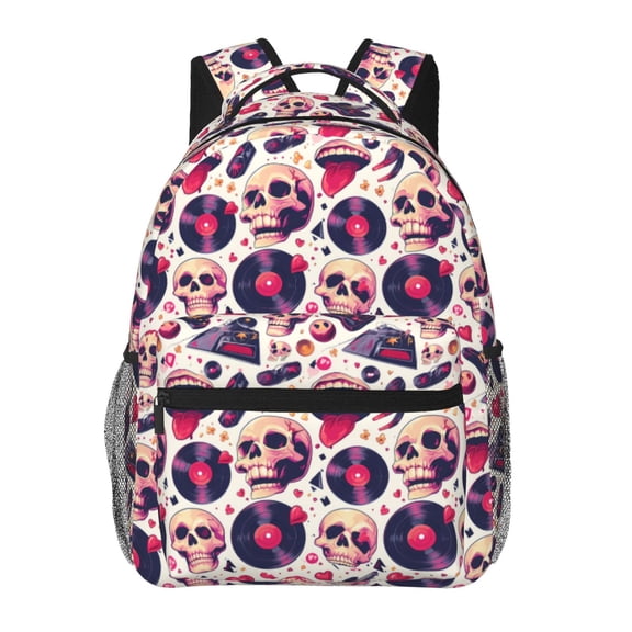 Xecao Skull lips record Guitar Backpack, a stylish and functional choice for both men and women, is the perfect basic bookbag for college, work, or travel