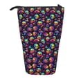 thumbnail image 1 of Xecao Skull mushroom rainbow color Print Telescopic Pencil Bag Pen Holder Pop Up Stationery Case Stand-up Retractable Transformer Bag Standing Organizer, 1 of 6
