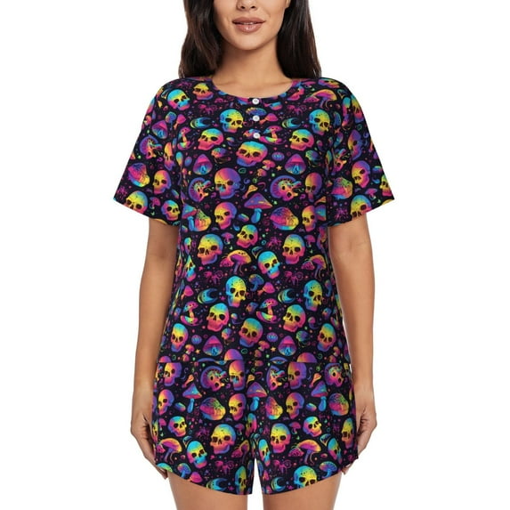 Xecao Skull mushroom rainbow color print Swimsuit for women, Summer-ready, sporty style.Quick-dry fabric. Many sizes & colors.