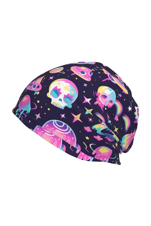 Skull mushroom space Print Knit Hat,Winter Beanie for Men Women, Beanie Soft Warm Ski Stocking Cuffed Cap