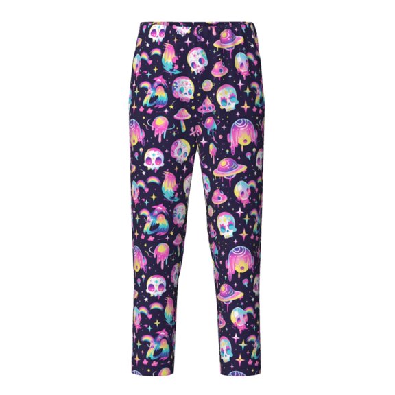 Xecao Skull mushroom space Print Teenagers' Pajama Pants Long Sleep Pants Soft Elastic Waist Pajama Bottoms Elastic waist with 2 Pockets 5-16 Years-Small