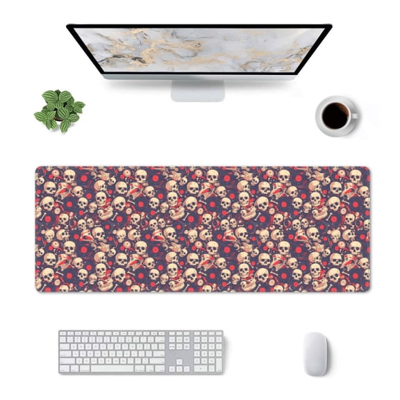 Xecao Skull rock music record for Mouse Pad - Waterproof Extended Contour Mouse Mat, Large Gaming Mousepad Laptop Keyboard Mat with Non-Slip Rubber Base