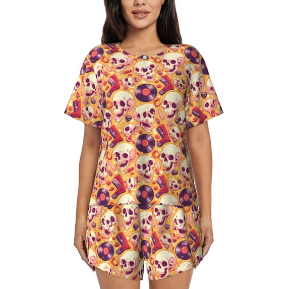 Xecao Skull rock record print Swimsuit for women, Summer-ready, sporty style.Quick-dry fabric. Many sizes & colors.