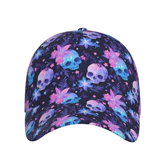 Xecao Skull starry sky flower leaf for Baseball Cap: Unisex, crafted from classic polyester twill fabric, featuring a soft unconstructed design