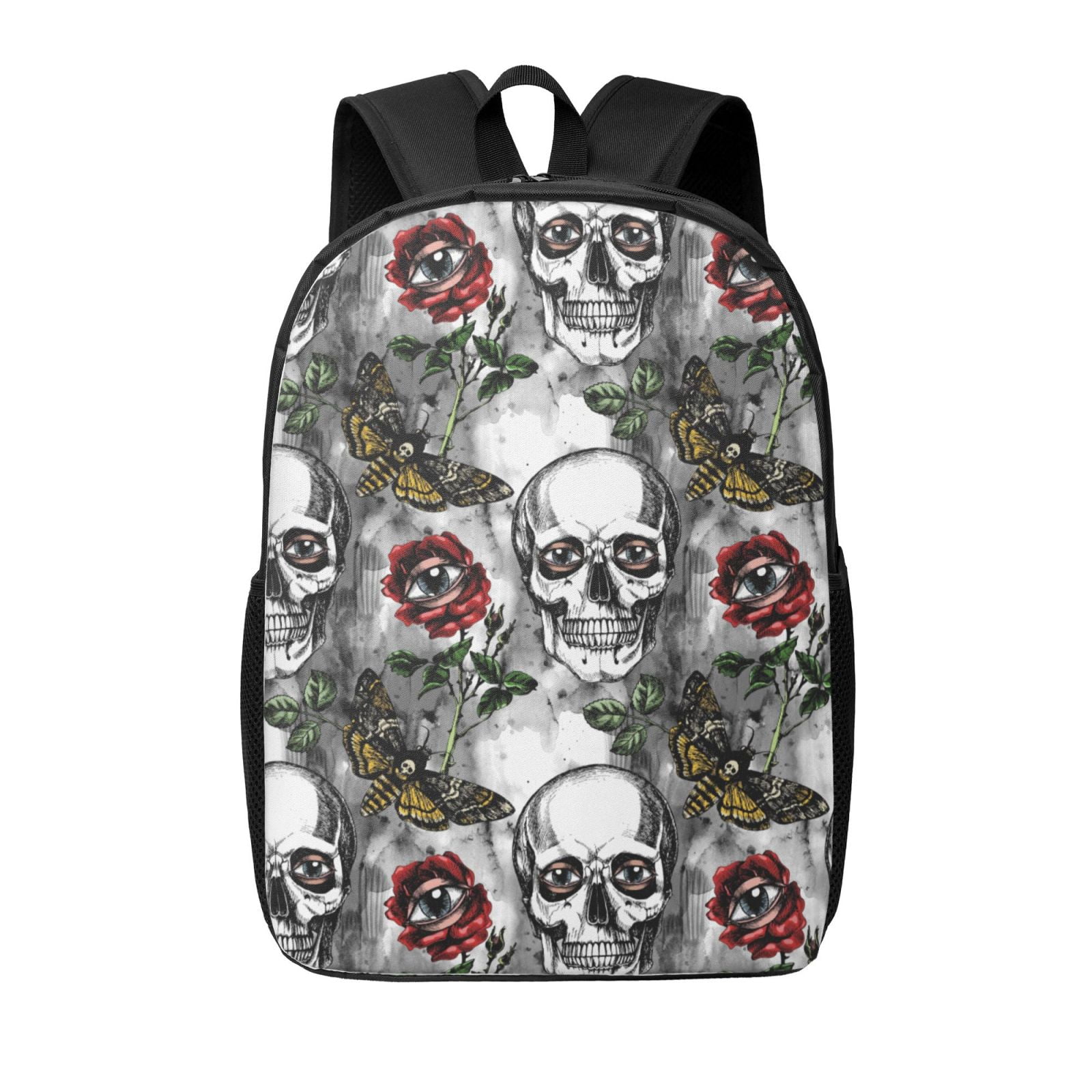 Xecao Skulls Roses print Travel Backpack, Large Computer Backpack for ...