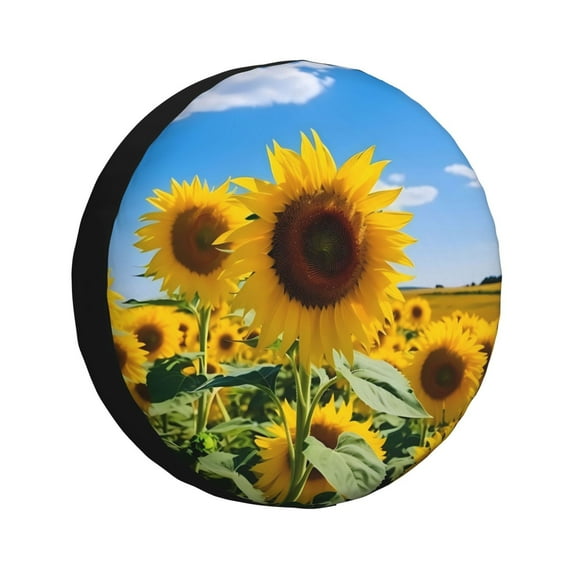 Xecao Sky Golden Sunflower Field B for Tire Covers,Wheel Tire Cover Waterproof, Dust-Proof, And Universally Fitting for Cars,Trailers, SUVs-17 inch