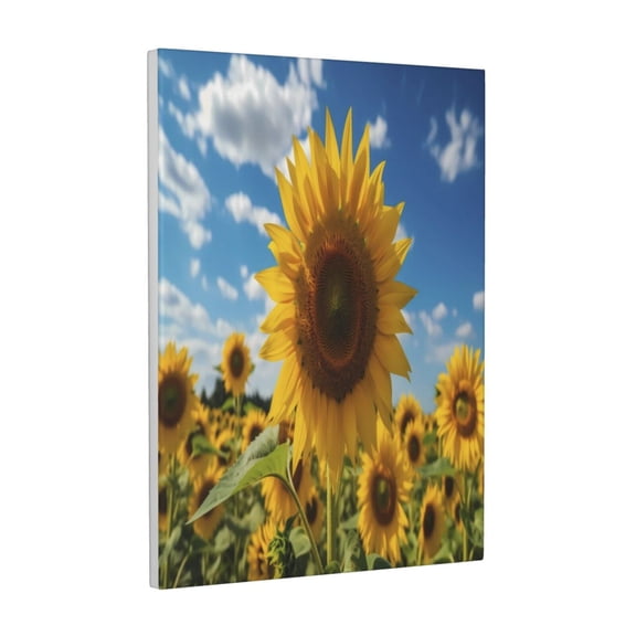 Xecao Sky Golden Sunflower Field for Ready-to-Hang Canvas Art 12x16 Inches - Waterproof HD Print Solid Wood Frame for Gifting,Vertical