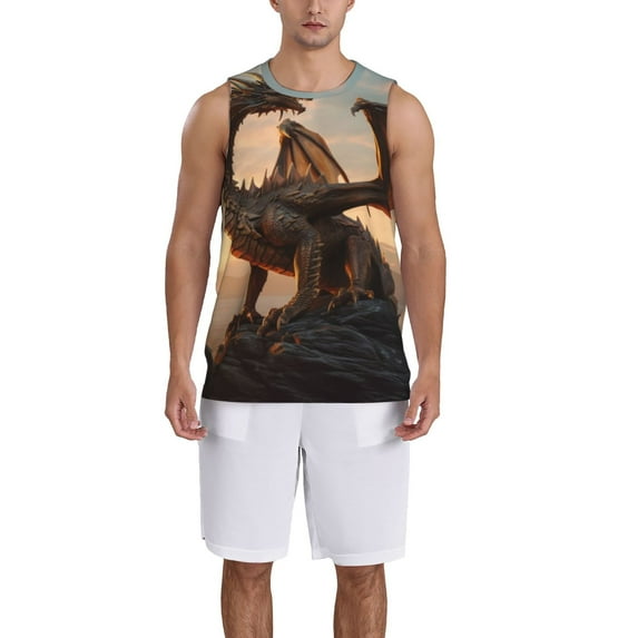 Xecao Sky Sunset Bronze Dragon print basketball shirt for both men and women, a unisex basketball jersey perfect for theme parties-Small