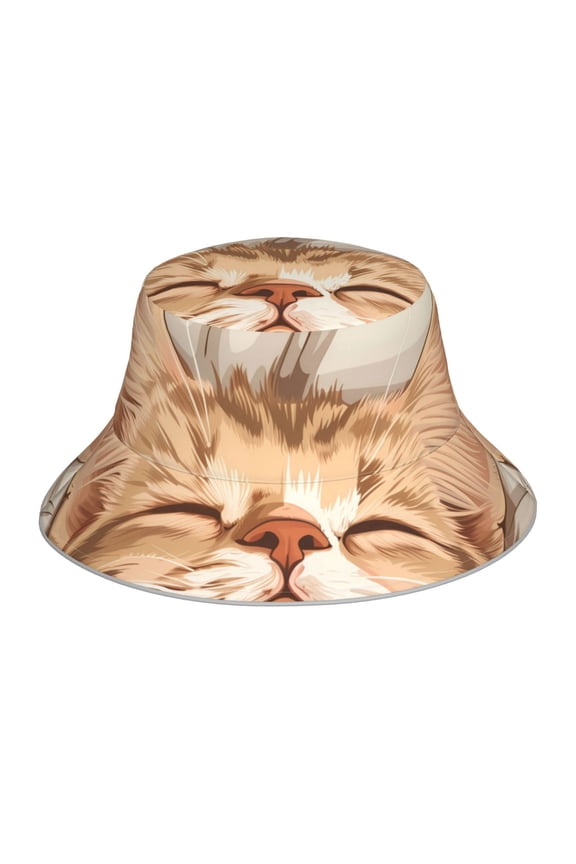Sleeping Cat In Blanket Print Men and Women Night Reflective Hat Runner Cap Visor Bucket Hat Boonie Cap