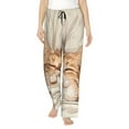 thumbnail image 1 of Xecao Sleeping Cat In Blanket Print Women's Straight Lounge Pajama Pants,The Epitome of Relaxed Sleepwear-XX-Large, 1 of 6