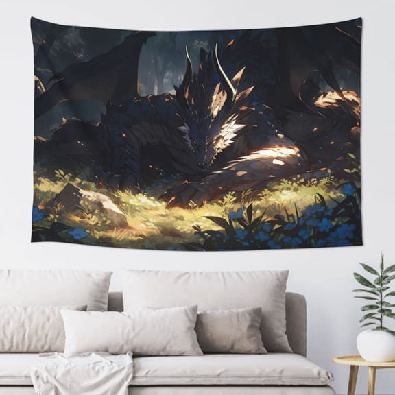 Xecao Sleeping Dragon In Forest Print Tapestry, Wall Hanging Room Funny Decor, Backdrop Room Decor for Bedroom Living Room dormitory