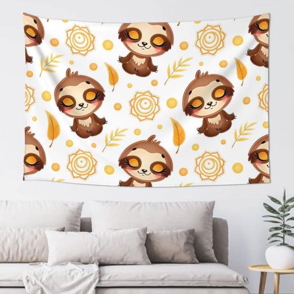 Xecao Sloth Yoga Print Tapestry, Wall Hanging Room Funny Decor, Backdrop Room Decor for Bedroom Living Room dormitory