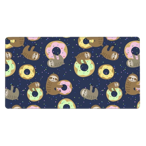 Xecao Sloth with Donuts for Waterproof Mouse Pad - Extended Contour Mouse Mat, Large Gaming Mousepad Laptop Keyboard Mat with Non-Slip Rubber Base