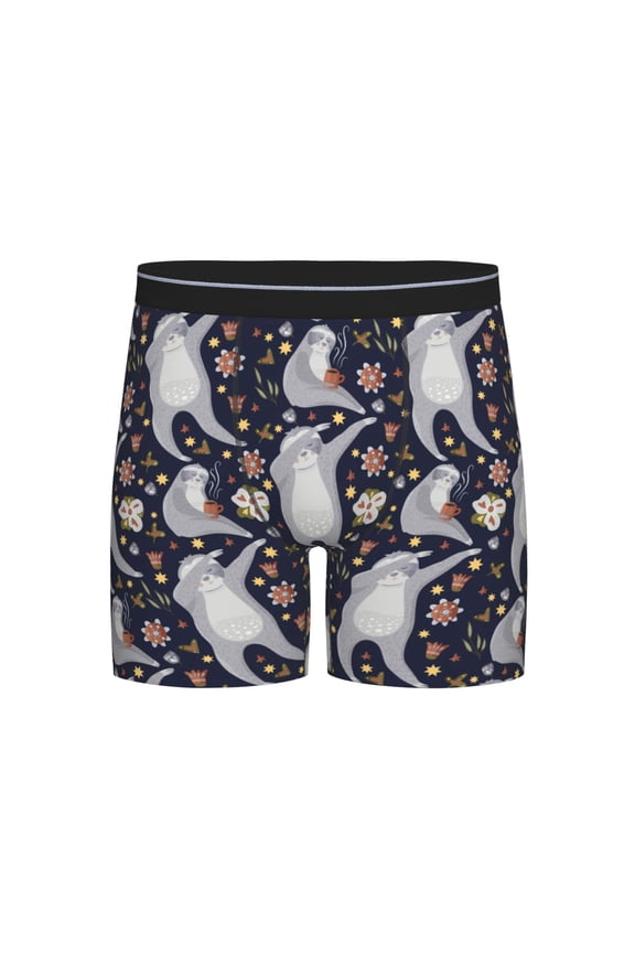 Sloths Dancing Print Boxer Briefs for Men's Stretch Moisture-Wicking Underwear, Mid-Rise Classics breathable fabric