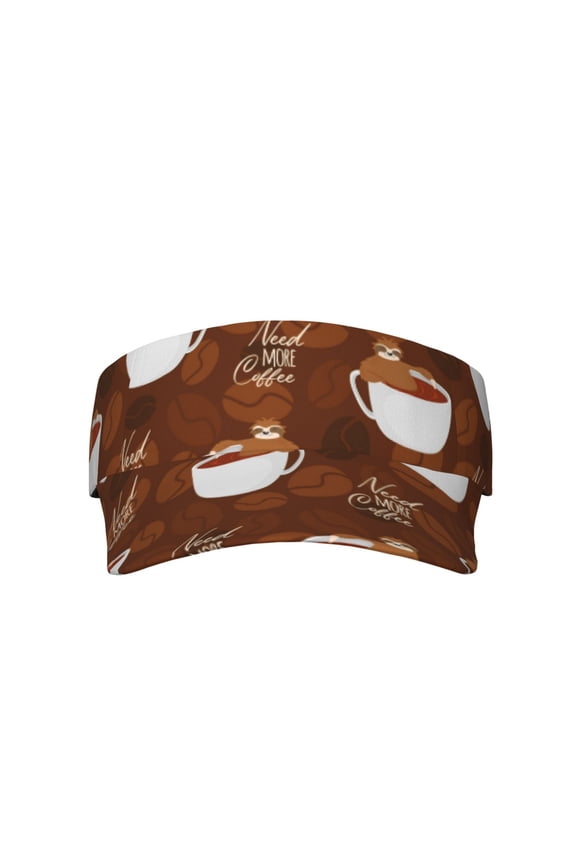 Sloths Need More Coffee for Adult Sun Cap offers versatile sun protection with adjustable Velcro for a secure fit.