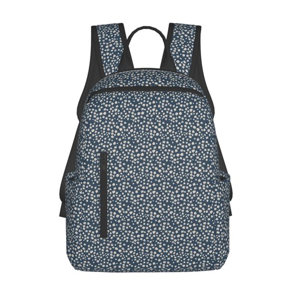 Xecao Small White Flowers print Backpack For women men Aesthetic Lightweight Travel Daypack Simple Cute Backpack For Bookbag