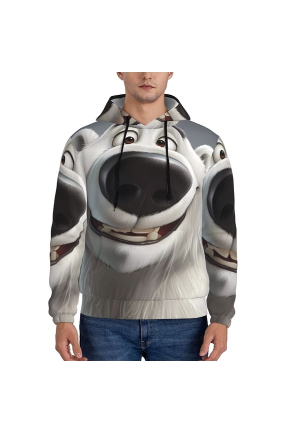 Smiling Polar Bear Pattern Men's Adult Pullover Hoodie,Hooded Sweatshirt-Small