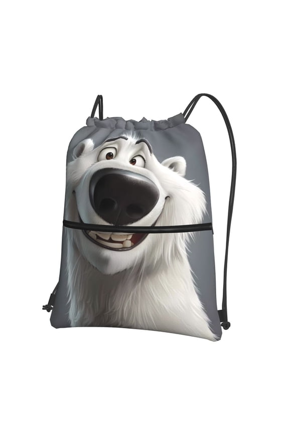 Smiling Polar Bear for Drawstring Bags,Pull String Backpack Bags,String Bag Sackpack
