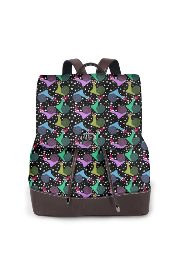 Snails 1 Print Large Backpack Soft Leather for Women Travel with Compartment, Adjustable Convertible Strap