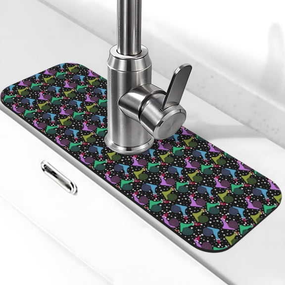 Xecao Snails 1 for Kitchen Sink Splash Guard Faucet Mat , Faucet Guard & Draining mat, (15" X 5.5" )