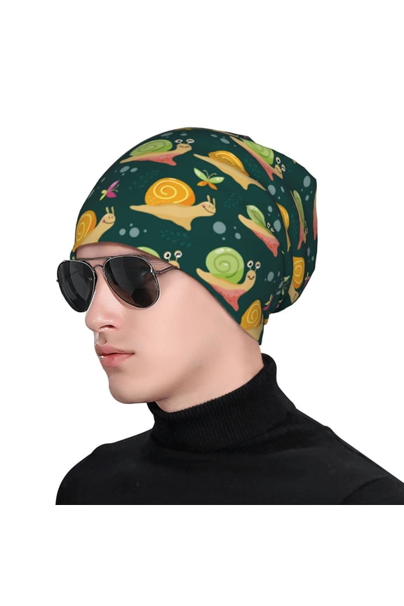 Snails And Butterfies Print Beanie Knitted Hat for Men Women, Winter Fashion Knit Cuffed Caps Unisex