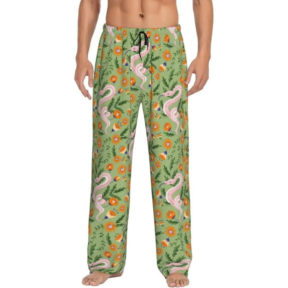 Xecao Snake And Floral Men's Straight Lounge Pajama Pants: The Ultimate in Comfortable Sleepwear