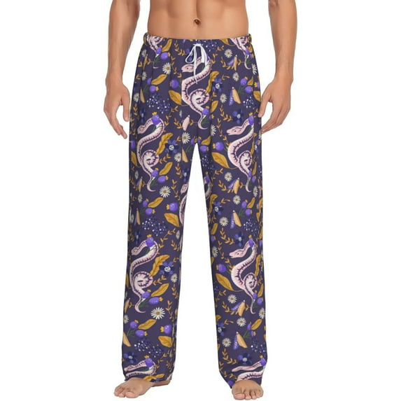 Xecao Snake And Floral Men's Straight Lounge Pajama Pants: The Ultimate in Comfortable Sleepwear