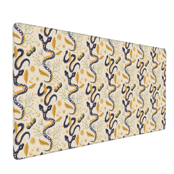 Xecao Snake And Floral Print Large Mouse Pad, 16x35.5in Mousepad, Professional Non-Slip Rubber Base Big Mouse Pad, Mouse Pad for Gaming & Office Full Desk Mouse Pad